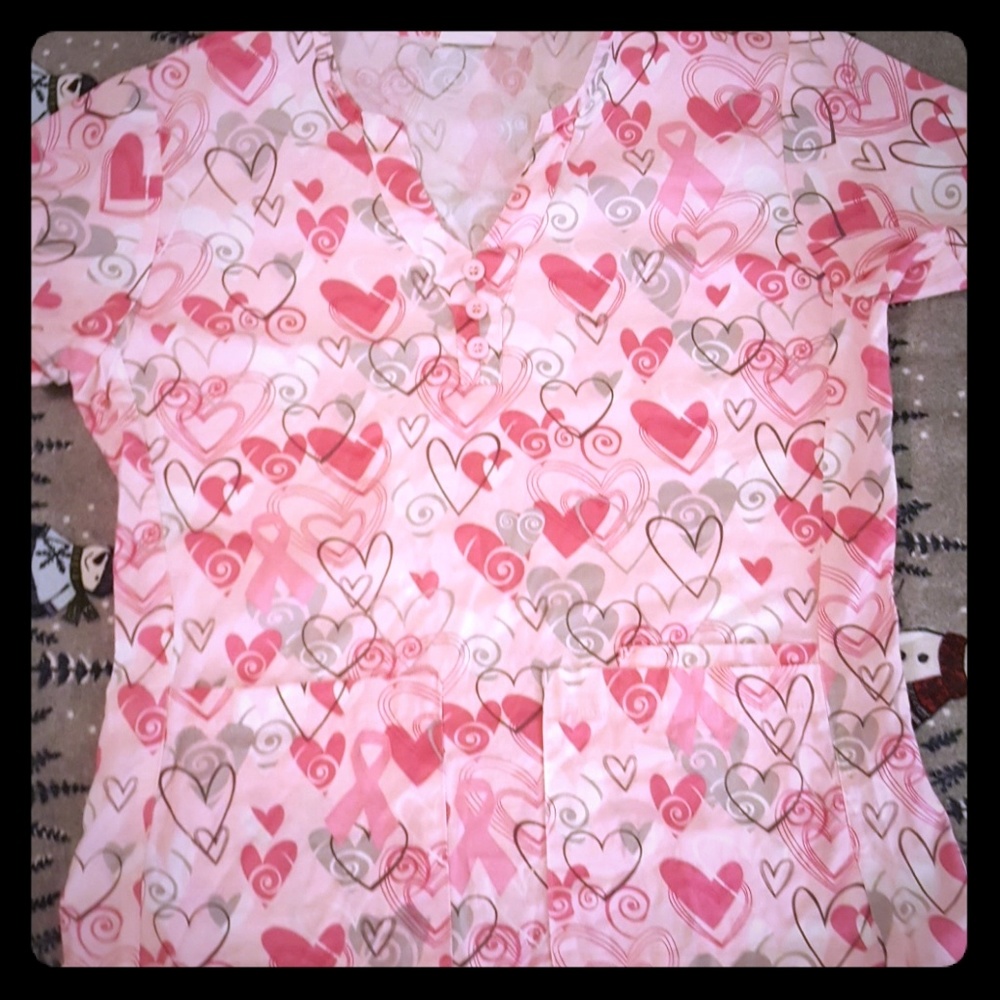 Very cute pink and Grey small scrub top